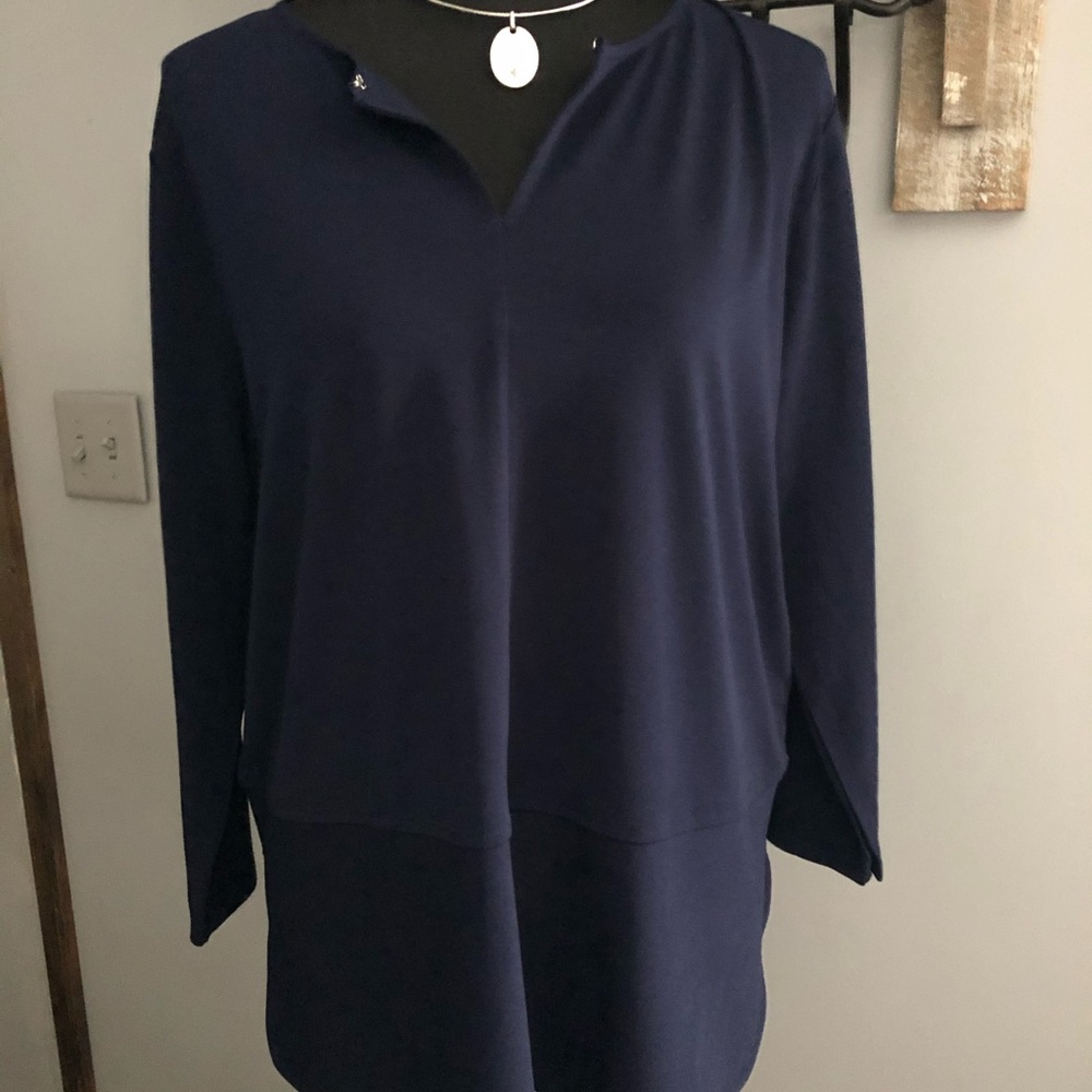 Ralph Lauren Women's Navy Long Sleeve Top